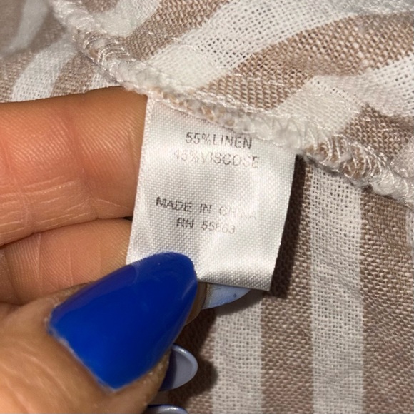 For Cynthia Beige Striped linen Blouse top size Medium - Picture 5 of 5